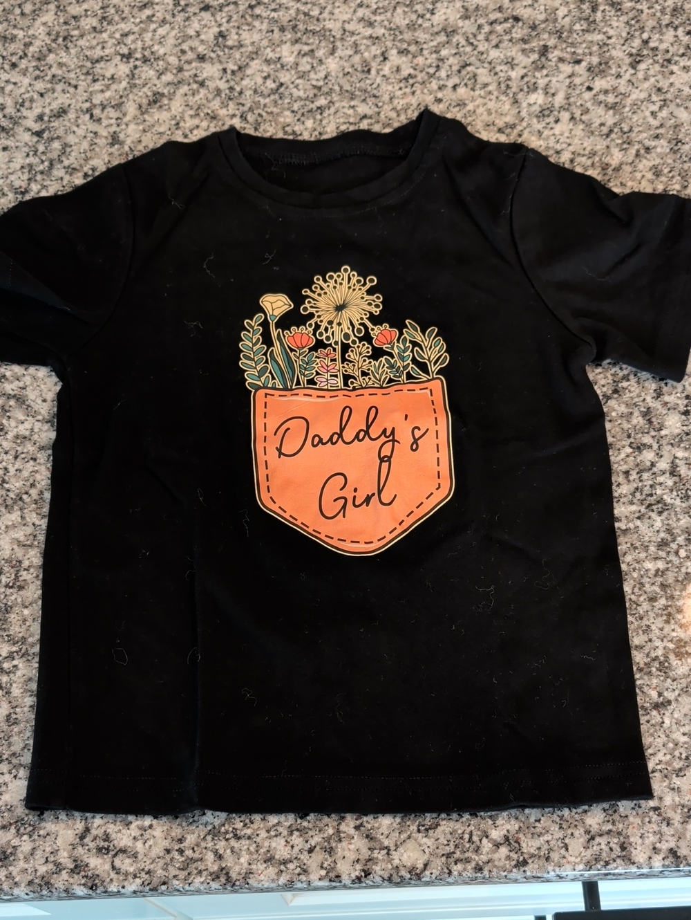 Black "Daddy's Girl" Pocket Floral Tee - Kids